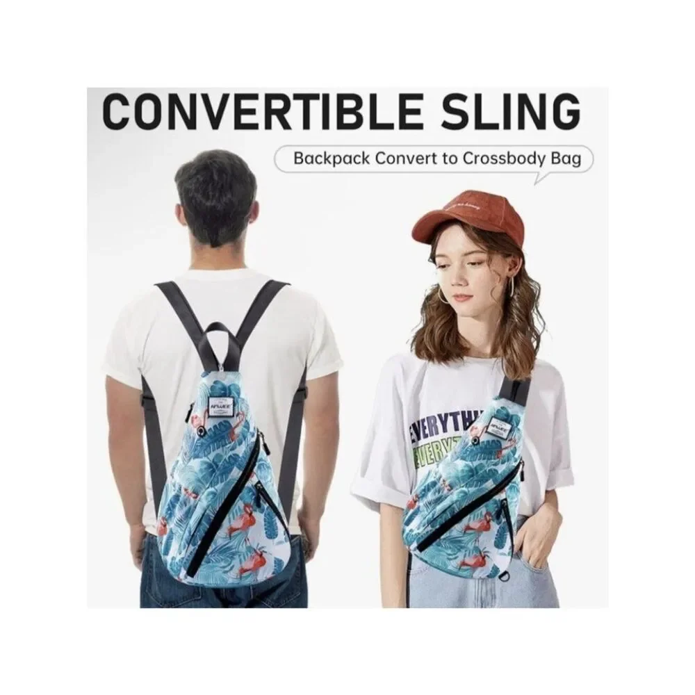 Flamingo Sling Backpack Convertible Crossbody Daypack Travel Beach Unisex Water